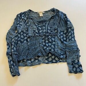 American Rag Blue patchwork paisley casual top XS
